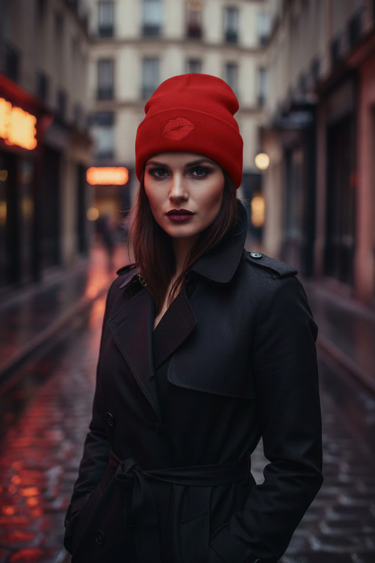 Photo avec le bonnet rouge vif