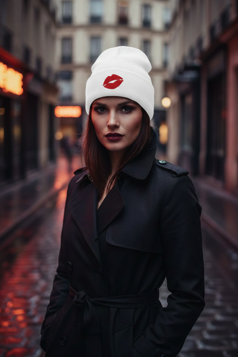 Photo éditoriale avec le bonnet blanc